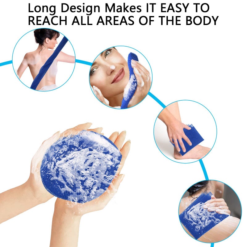 SuperJpsor 2 Piece African Exfoliating Net for Body, African Net Sponge, African Wash Net, African Shower Net, African Bath Sponge Scrubbing Rag Net Exfoliation, African Body Scrubber (Blue) - Image 3